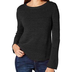 Style&Co Mixed Stitch Crew Neck Sweater black